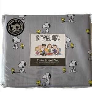 Peanuts Twin Sheet Set Gray